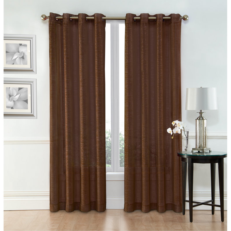 Semi Sheer Curtain Pair, Brown, 54'' W x 84'' H
