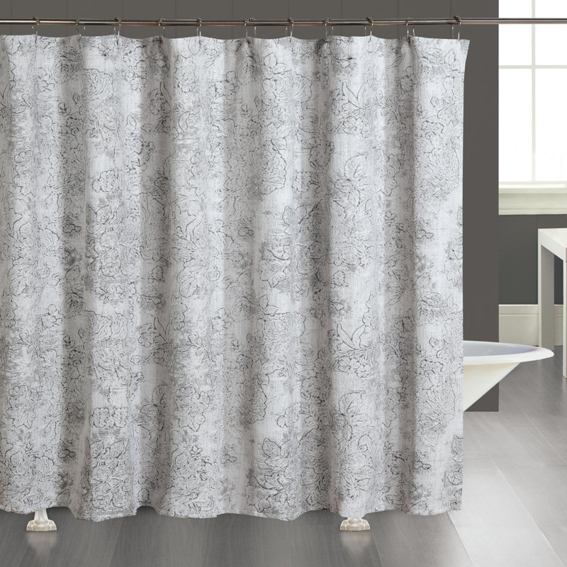  Rideau de douche Shelley, Motif floral noir