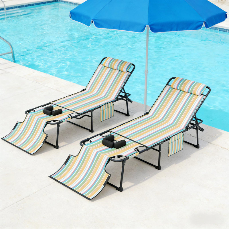 Chaise pliante 2 pièces, chaise inclinable portable