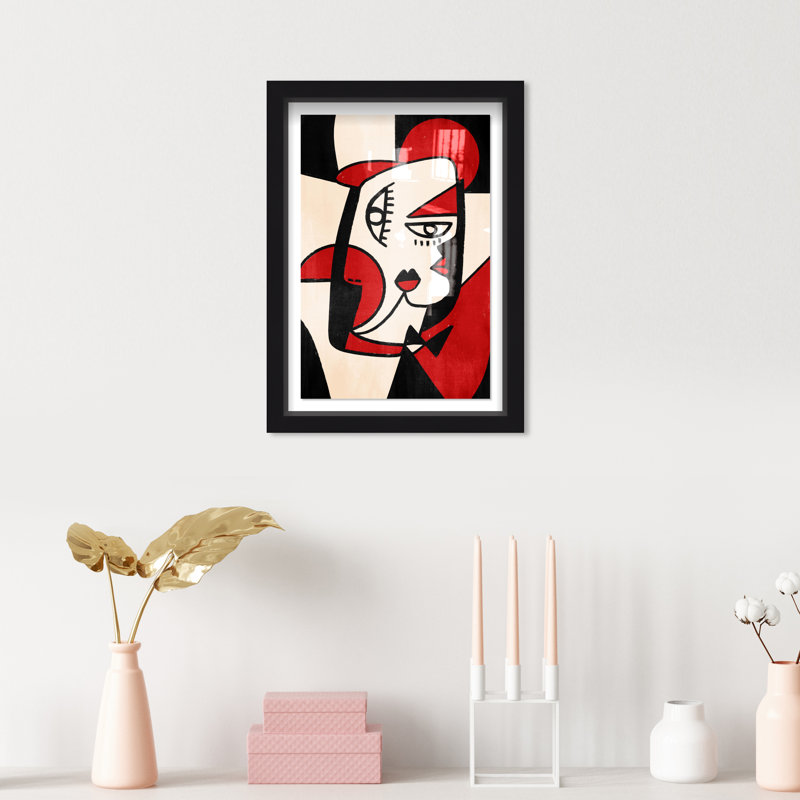 Imprimé abstrait rouge et noir - par, Noir, H 16 po x l 11 po x P 1 po