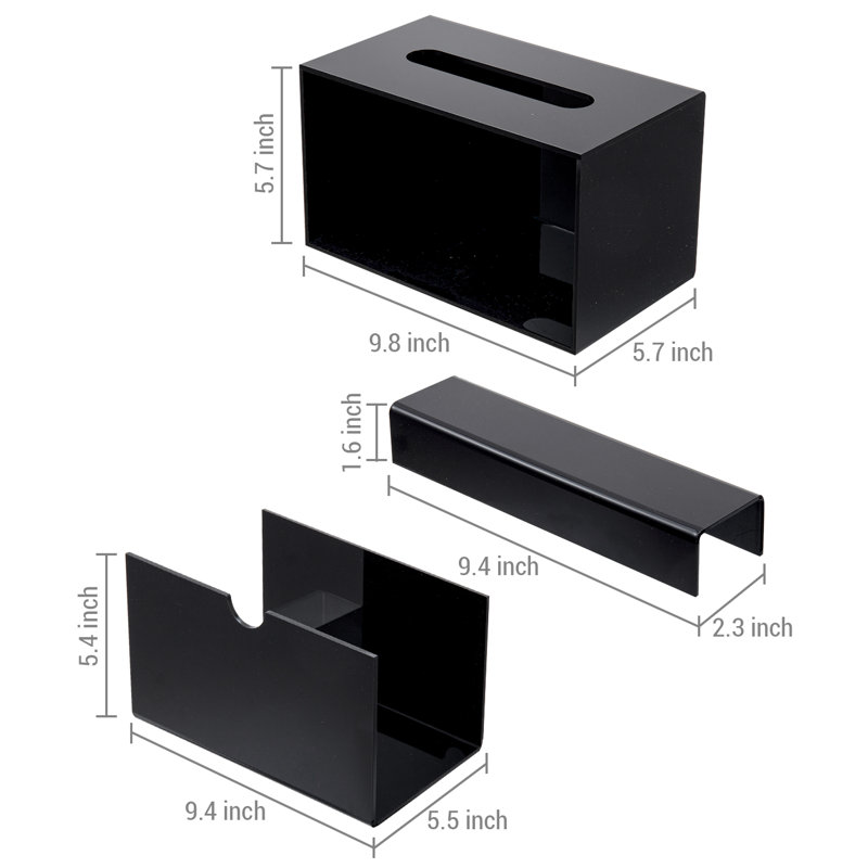 Black Rectangular Acrylic Tissue Box Cover Holder