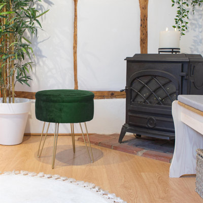 Harbour Housewares - Round Velvet Storage Footstool