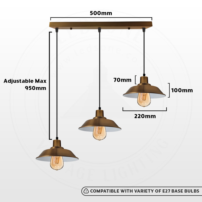 Gaul 3 - Light Brass Kitchen Island Pendant, No