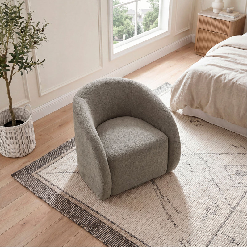 Fauteuil demi-tonneau 1 pièce, Tissu brun