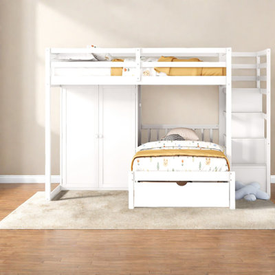 Lits simples superposés en bois avec rangement pour la famille