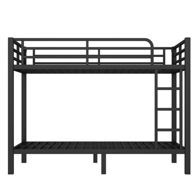 Sturdy Metal Twin Over Twin Bunk Bed for Teens & Adults, Space-Saving Frame with Noise-Free Design, No Box Spring Needed, Black by Ivy Bronx