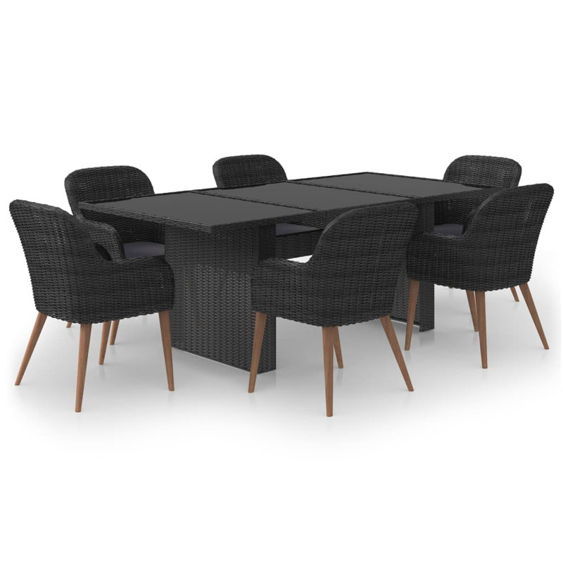 Ensemble repas pour 6 personnes avec coussins Dinncus, Transparent, Brun