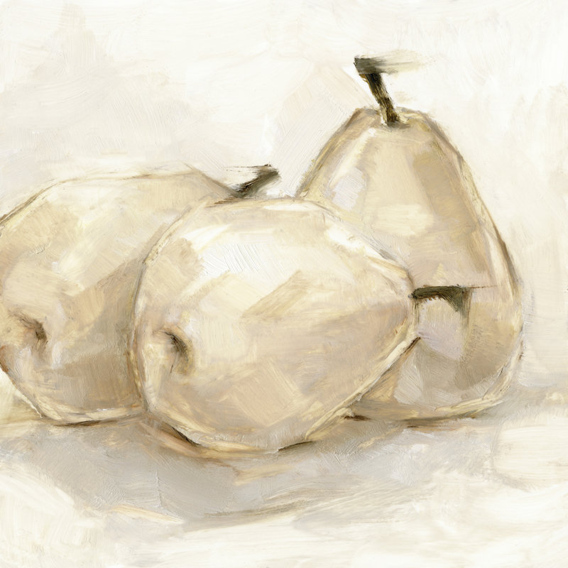 White Pear Study II by Ethan Harper - Wrapped Canvas Painting, 30cm H x 30cm W
