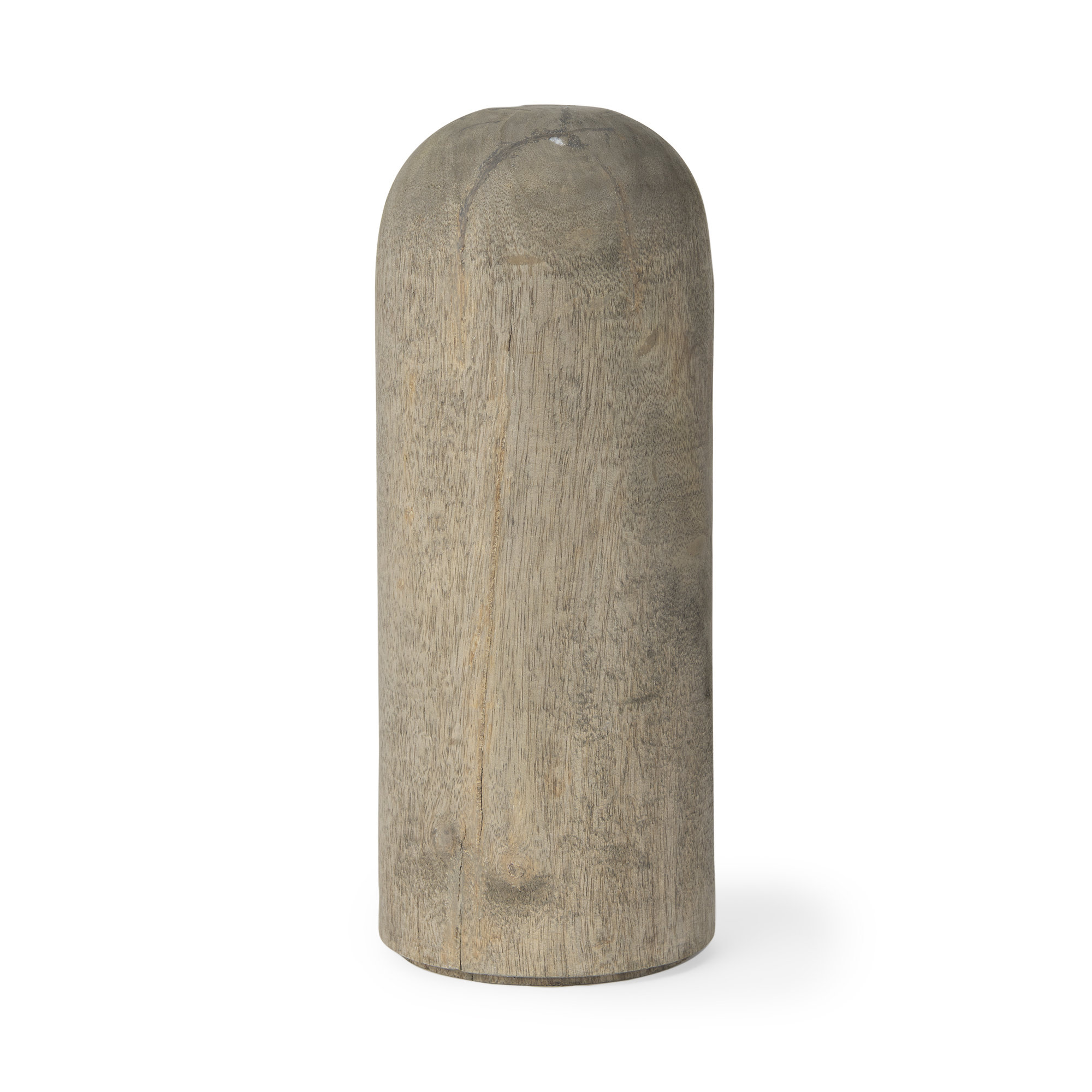 Ashburn Medium White-Wash Wood Decorative Object, 14" H x 6" W x 6" D, Gray