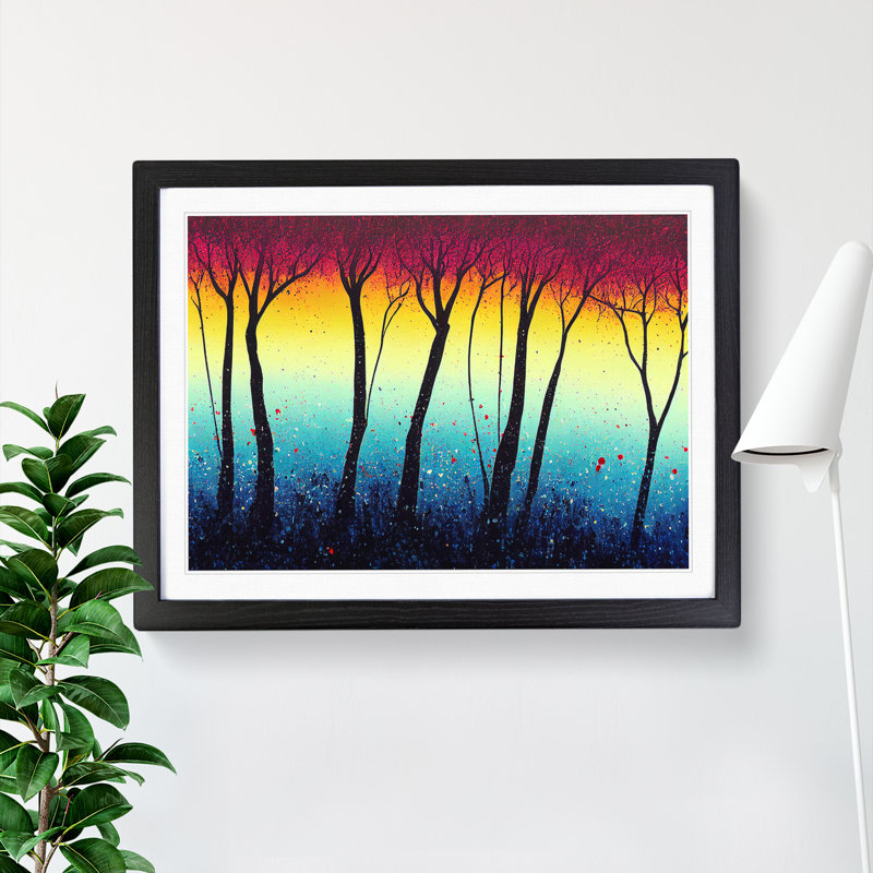 XH1022-6695X Painted Spring Forest Art - Single Picture Frame Painting, Black Framed, 46cm H x 64cm W x 2cm D
