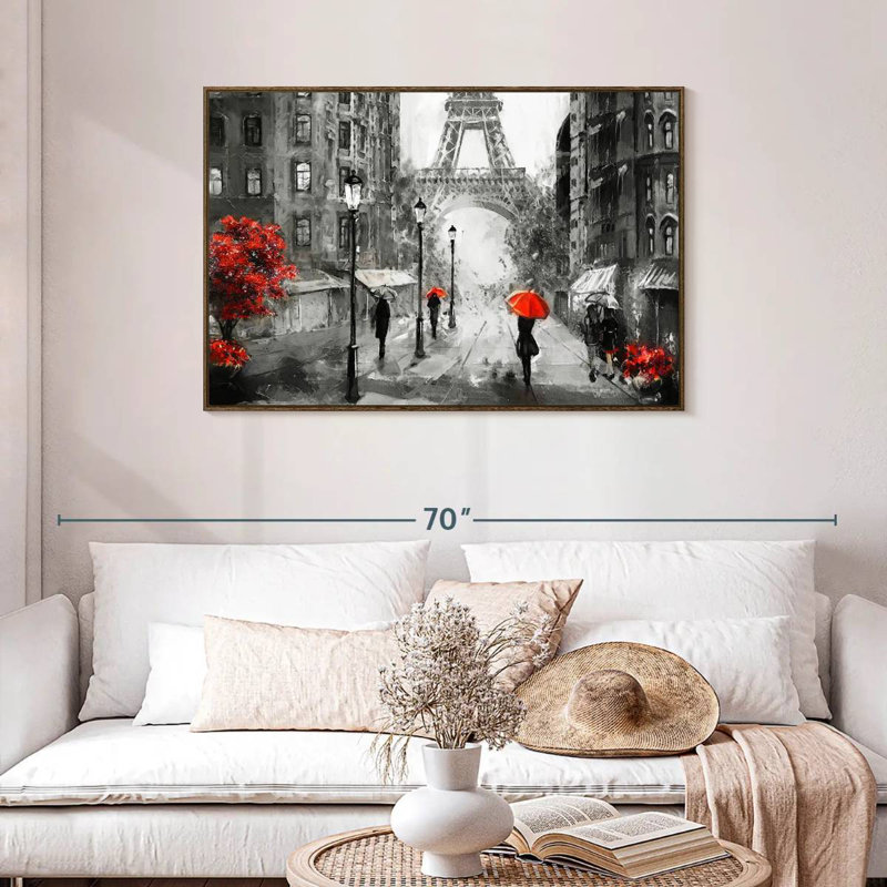 Paris, jour de pluie, Cadre flottant noyer, 43 po x 29 po
