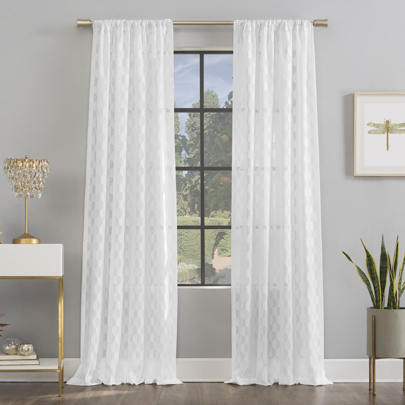 Rideau semi-diaphane avec passe-tringle Scott Living Verge, Blanc, L 52 po x L 84 po