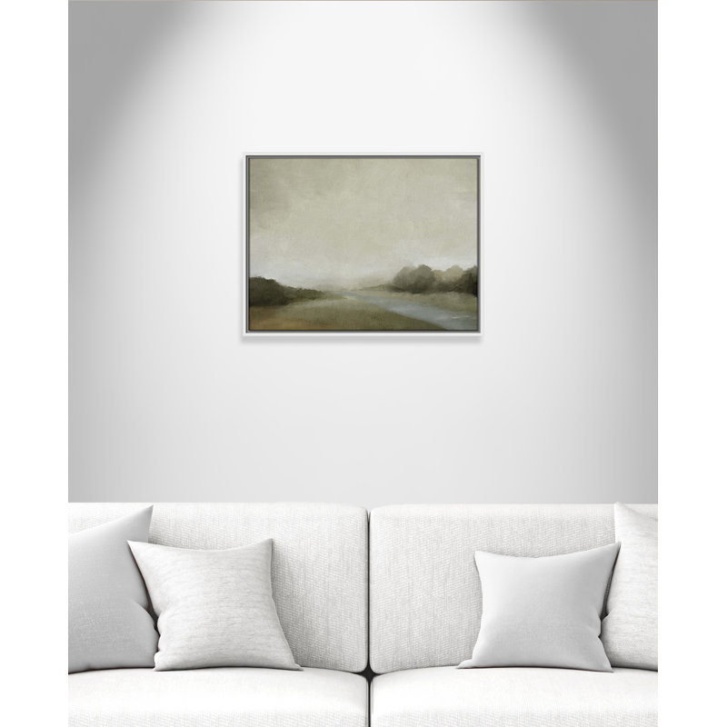 Vanora "Lovers Creek" Watercolor Floater Frame Painting , 19.5" H x 25.5" W, White
