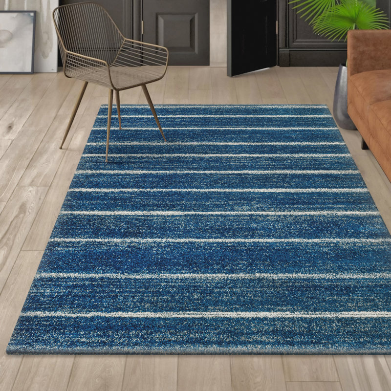 Rocus Minimalist Stripe Navy/Cream Rug, Rectangle 4' x 6'