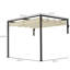 2 X 3(m) Lean To Steel Pergola With Moving Fabric Canopy, Powder-coated Steel Frame, 4 Ground Stakes & 12 Expansion Screws, Outdoor Garden Wall-mounted Shelter, Khaki