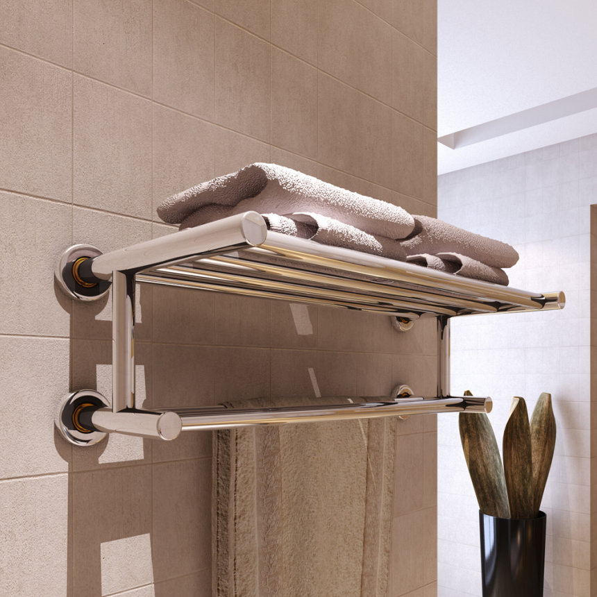 Metal Floating Shelf with Towel Bar