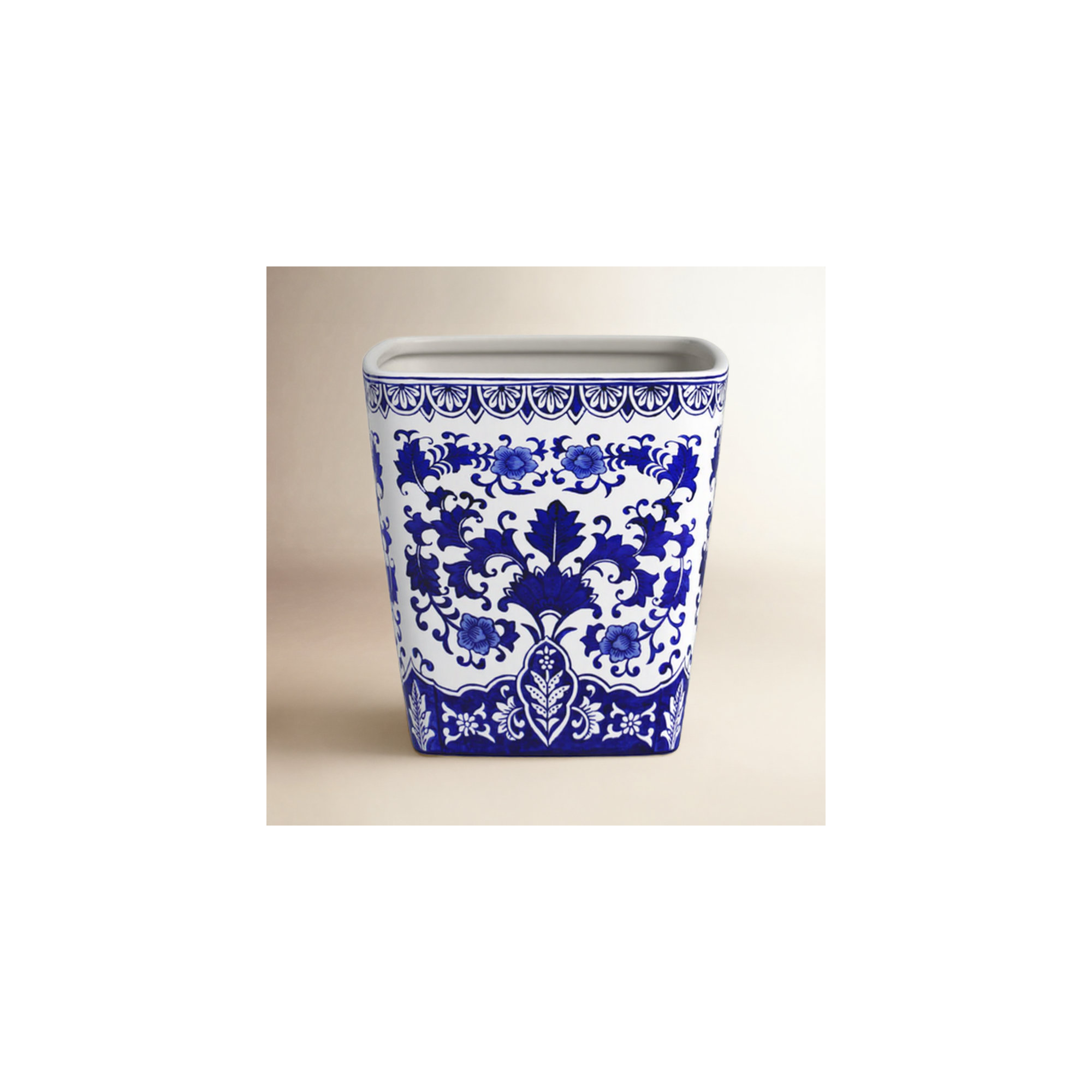 Blue Garden and Camelia Garden Planter, 10" H x 10" W x 10" D