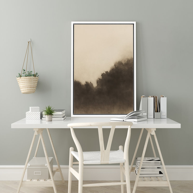 «Earthy Brown Abstract Misty Landscape Art», reproduction d'art sur toile encadrée, H 24 po x l 16 po x P 1,5 po