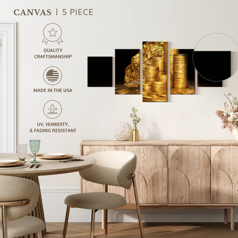 Pièces d'or au trésor, H 24 po x l 55 po