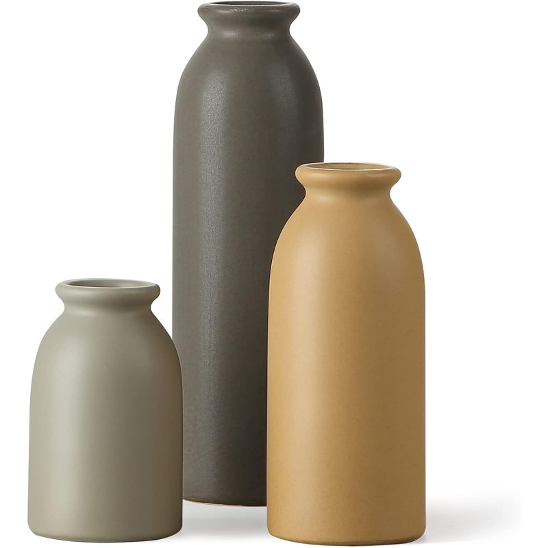 Ensemble de vases en céramique mat, Beige/Brown/Gray