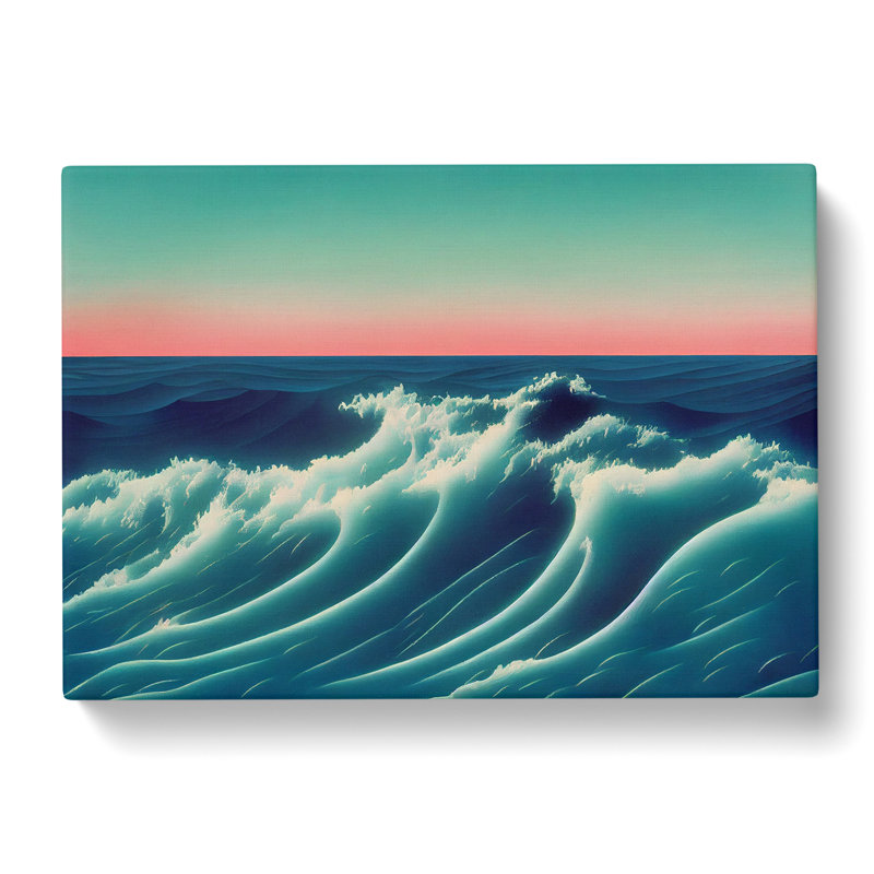 Ocean Wave Sunset Vol.3 - Wrapped Canvas, 35cm H x 50cm W x 3cm D