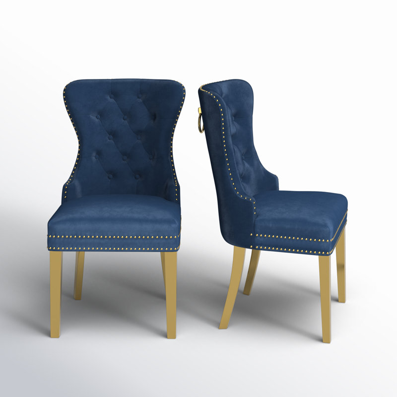 Chaise de salle à manger Maciel, Bleu marine