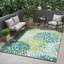 Tapis d'extérieur Sunshine Modern Plant Design Performance - vert / bleu / ivoire-83453881
