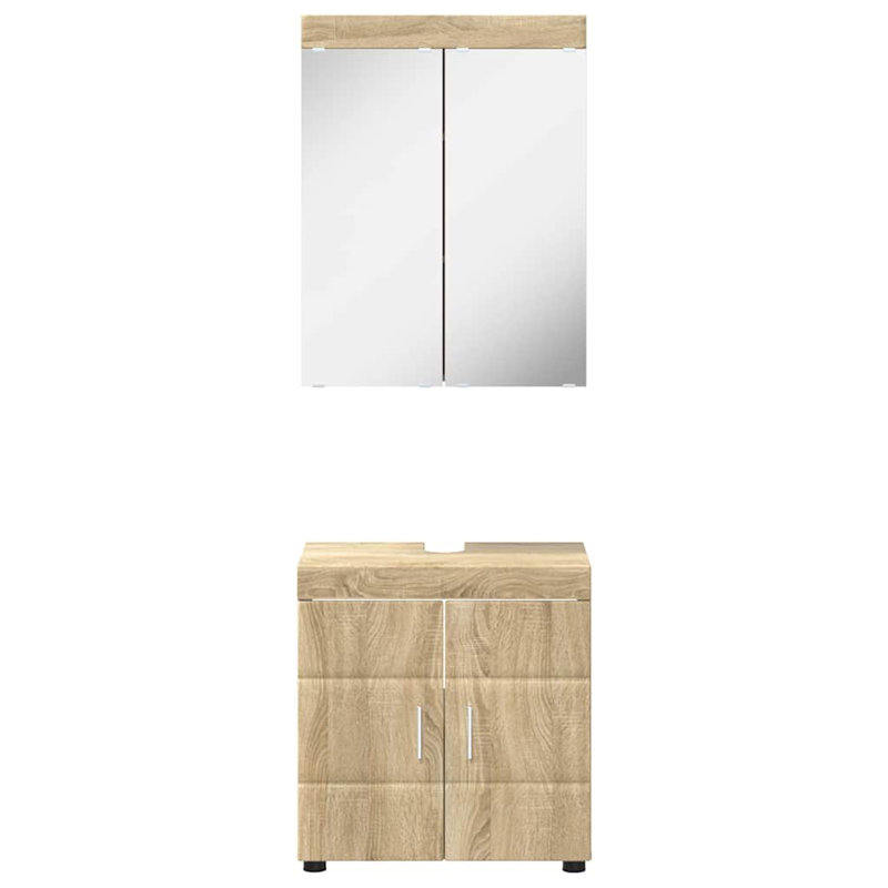 Vanity & Mirror Set, Light Wood
