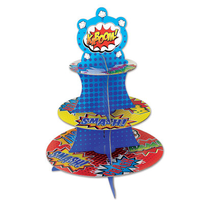 Beistle - 16 po - Multicolore - Support à petit gâteau style comique à 3 niveaux - 12 pièces