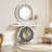 43-Inch Mirrored Console Table With Round Jeweled Decorative Wall Mirror Set Of 2