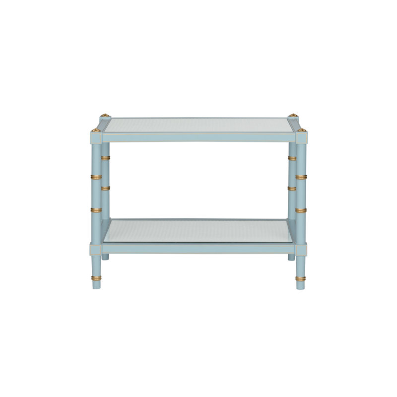 Conner Cane Cocktail Table, Blue/Gold