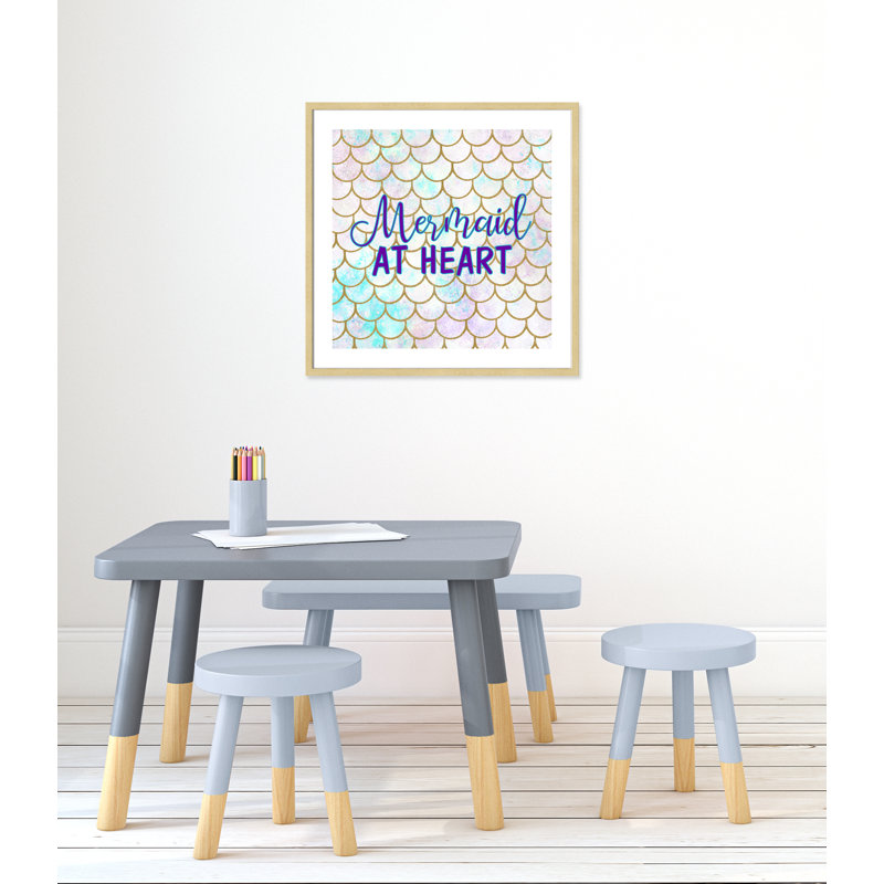Sirène au coeur, H 27,5 po x l 27,5 po x P 1,19 po, Cadre boîte champagne clair