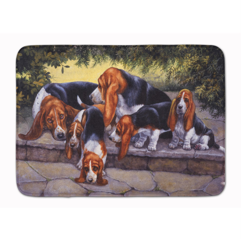 Daddy pour salle de bain en mousse à mémoire de tapis et momma basset hound décoratif