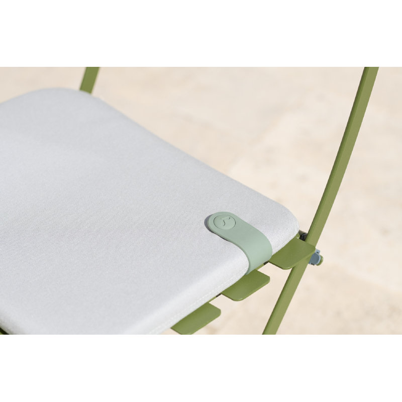 Bistro Premium All-Weather Wicker Outdoor Folding Dining Side Chair, Pesto
