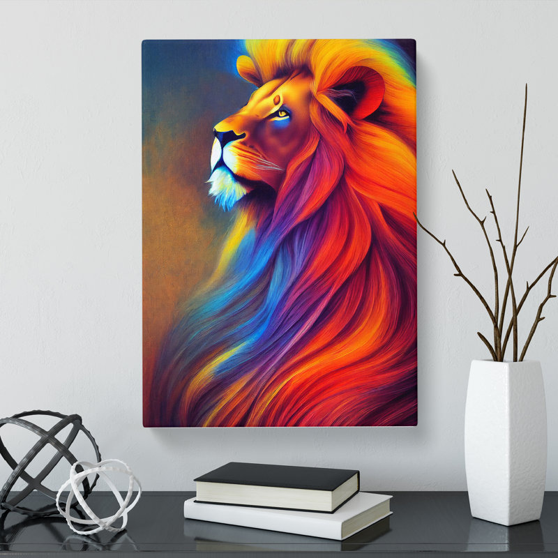 CAN-V0523-1401X Lion Impressionism - Wrapped Canvas Print, 76cm H x 50cm W x 3cm D