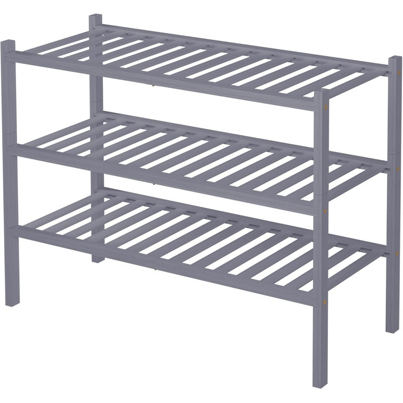 3-Tier Bamboo Shoe Rack, Stackable Free Standing Storage Organizer for Entryway & Small Spaces
