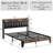 Vintage Style Platform Bed with Storage Headboard & Charging Station, No Box Spring Needed-1990574313