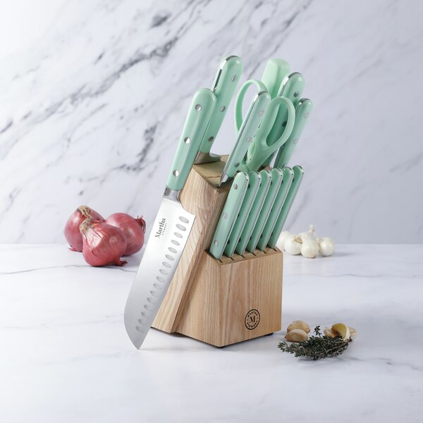 The Pioneer Woman Cowboy Rustic 14-Piece Forged Cutlery Knife Block Set,  Turquoise
