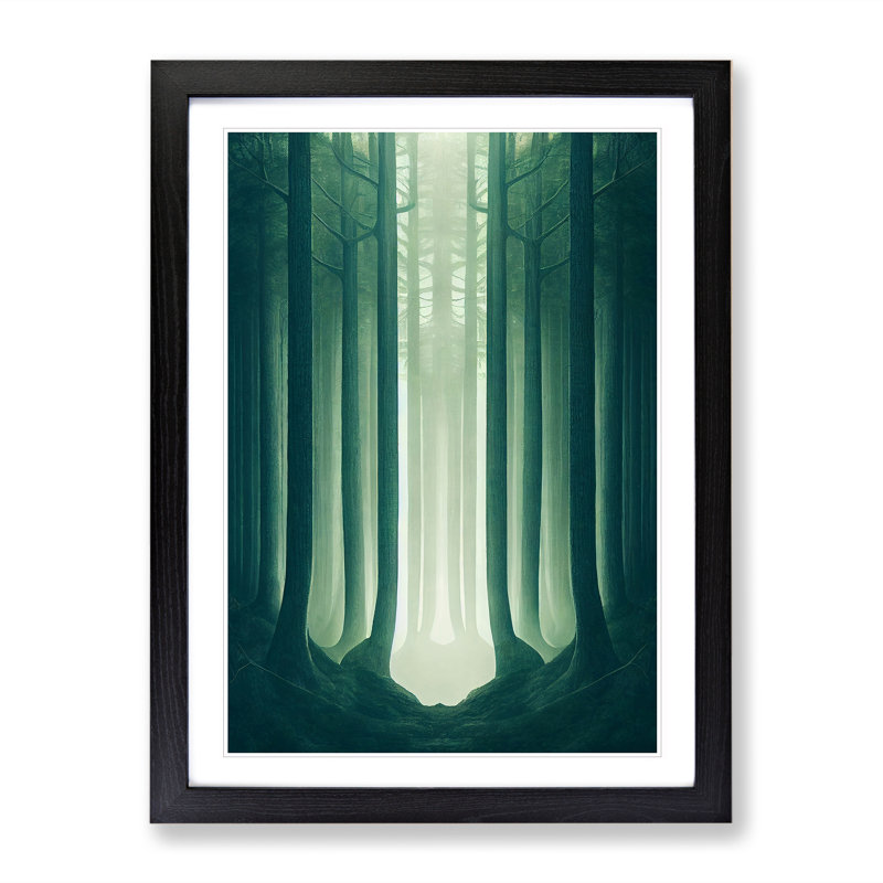 Symmetrical Forest No.2 Abstract - Wall Art, 64cm H x 46cm W x 2cm D, Black Framed Paper, Black Framed