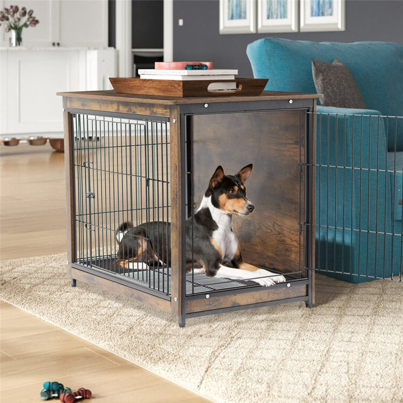 Caisse pour animal de compagnie patinée Algunde, Grand (H 30 po x l 38,38 po x P 23,23 po)