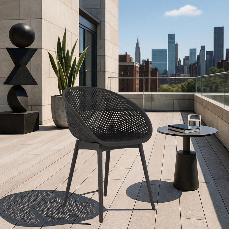 2 chaises longues modernes d'intérieur/extérieur, gris chaud, résistantes aux intempéries, en plastique PP, légères, pour patio, plage, salon, matériau, -, -, , Installation facile, protège le sol, tissage en maille, soutien ergonomique, &