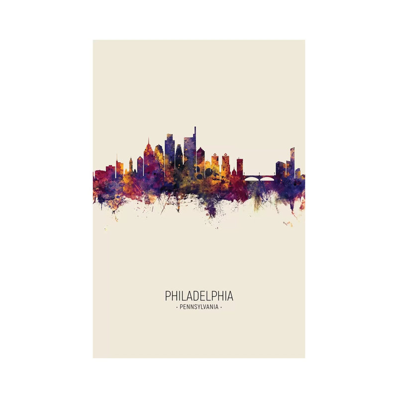 Philadelphia Pennsylvania Skyline Fall by Michael Tompsett - Wrapped Canvas Gallery-Wrapped Canvas Giclée