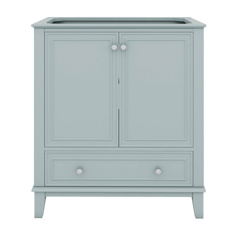 Meuble-lavabo 30 po sans lavabo, armoire de salle de bain multifonctionnelle avec portes et tiroir, Vert