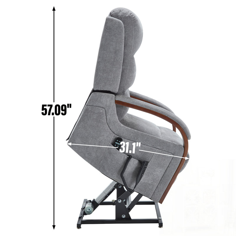 Fauteuil inclinable électrique Power Chenille avec double moteur, position infinie, massage thermique et accoudoirs en bois massif pour un maximum de 350 lb