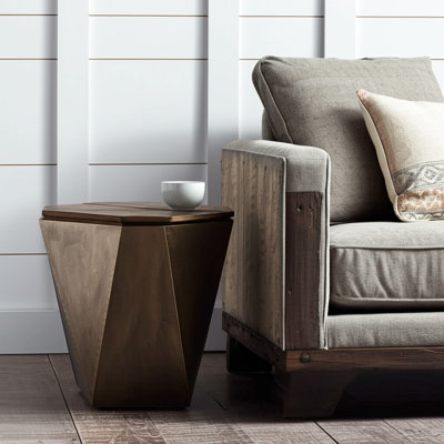  Table de bout transitionnelle en bois massif brun de 21 po