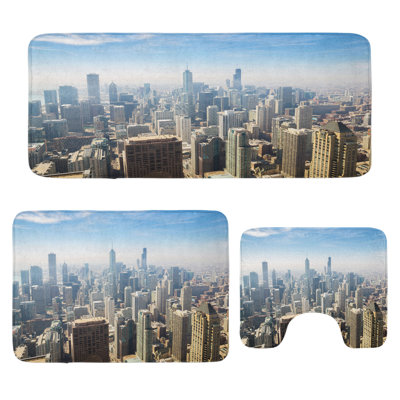  American Bathroom Rug Set 3 Pieces U-Shape & Rectangle Mats Multicolor