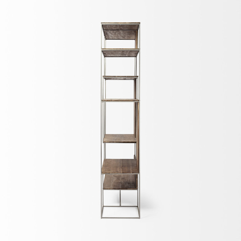 Pawnee Bookcase, Brown/Silver