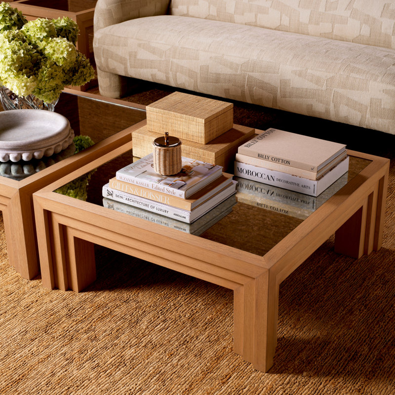 Metropolitan Glass Coffee Table, Natural Oak