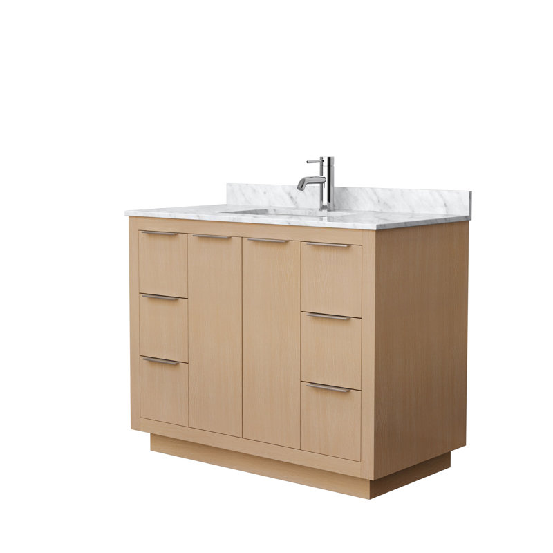 Ensemble de meuble-lavabo simple 42 po Maroni, Marbre de culture blanc, Nickel brossé