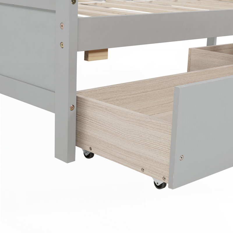 Lit de jour simple en bois de pin, gris